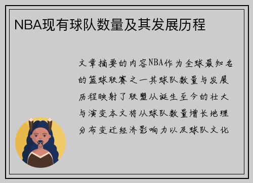 NBA现有球队数量及其发展历程